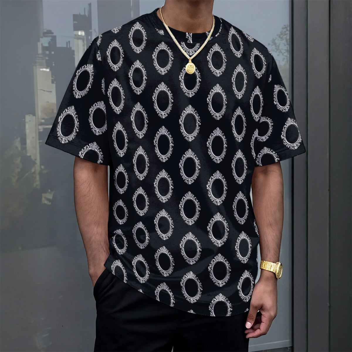 All-Over Print Unisex Drop-shoulder T-shirt|180GSM