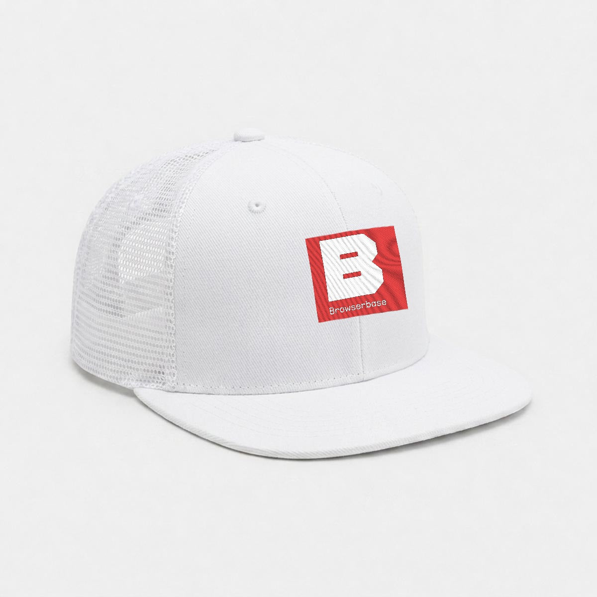 Embroidery Flat-Brim Mesh Cap