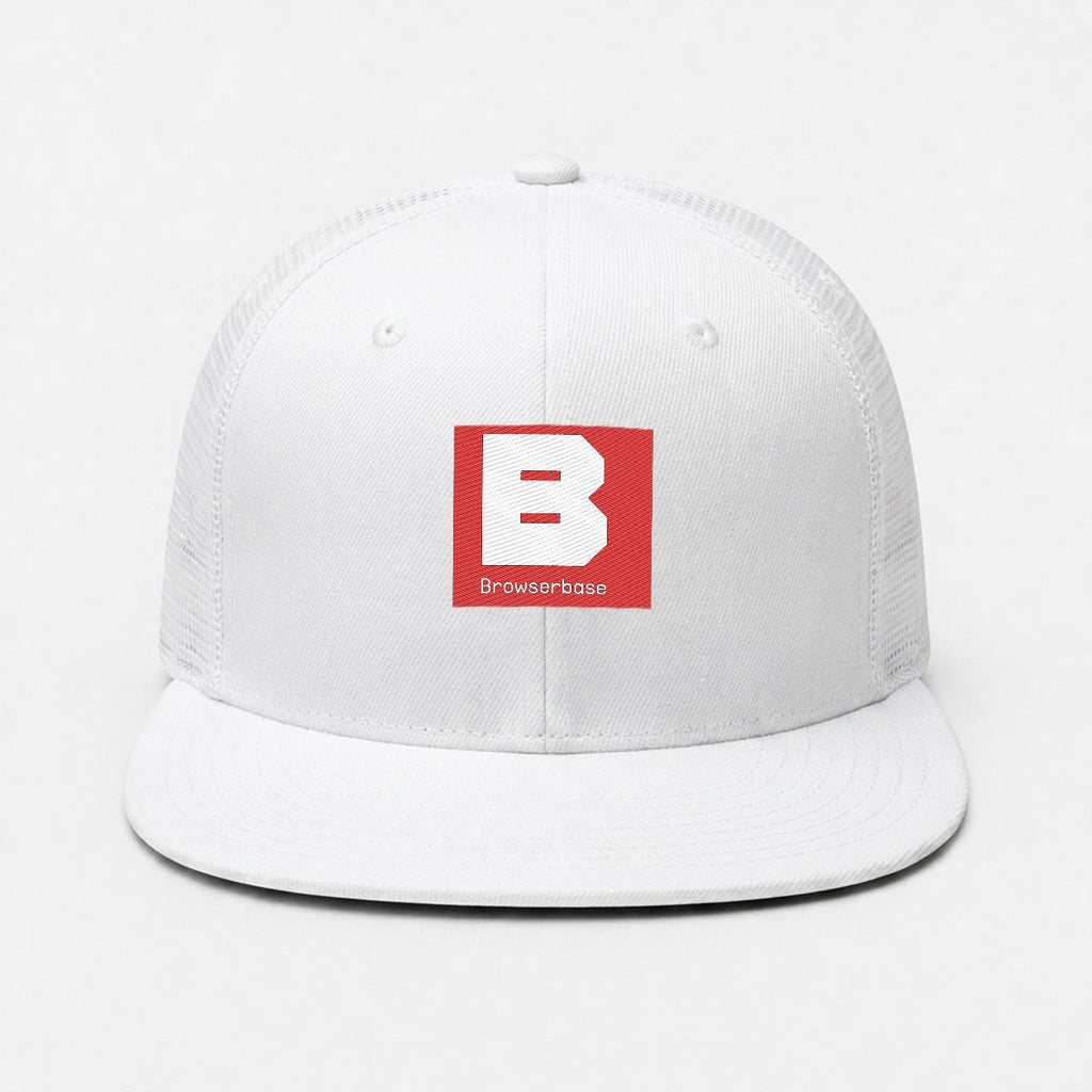 Embroidery Flat-Brim Mesh Cap